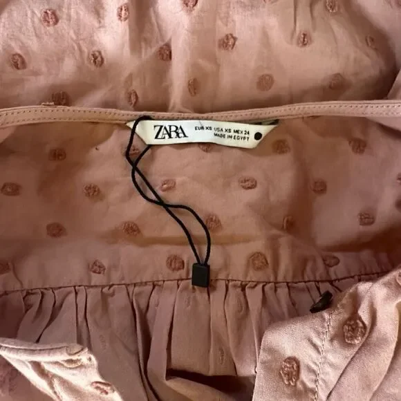 ZARA Swiss Dot Blouse with Voluminous Sleeves Size XS - Picture 7 of 8